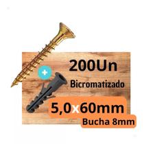 Parafusos Com Buchas Kit Com 200 Unidades Phs5x60 + Bucha8mm