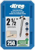 Parafusos de bolso KREG SML-C250S5-250 em aço inoxidável