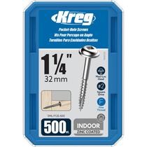 Parafusos de bolso Kreg SML-F125-500 Zinc 1,25 polegadas e 7 fios finos Parafusos de bolso Kreg SML-F125-500 Zinc 1,25 polegadas e 7 fios finos