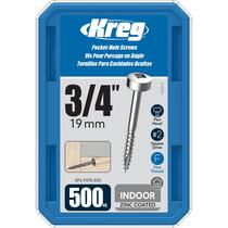 Parafusos de bolso Kreg SPS-F075-500 Zinc 3/4" 6 Fine Thread