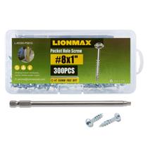 Parafusos de bolso LIONMAX de 1 polegada, 300 unidades com broca de acionamento de 150 mm Parafusos de bolso LIONMAX de 1 polegada, 300 unidades com broca de acionamento de 150 mm