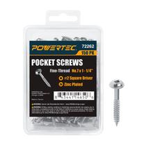 Parafusos de bolso POWERTEC 150 PK 2 Square Drive 1,25 cm