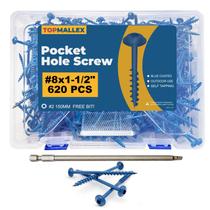Parafusos de bolso TOPMALLEX, revestimento azul, exterior, 620 unidades