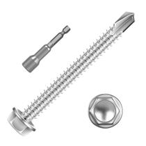 Parafusos de chapa metálica 12 x 2,5 cm (100 unidades) de aço inoxidável 410 Parafusos de chapa metálica 12 x 2,5 cm (100 unidades) de aço inoxidável 410