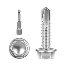 Parafusos de chapa metálica 14 x 25 mm (100 unidades) em aço inoxidável 410 Parafusos de chapa metálica 14 x 25 mm (100 unidades) em aço inoxidável 410