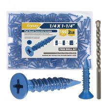 Parafusos de concreto Krysay 155 unidades 6,35 x 3,18 x 3,18 cm com broca