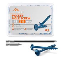 Parafusos de furo de bolso TPOHH em aço temperado revestido de azul 100 unidades
