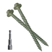 Parafusos de madeira CAMNWAMN 14 x 4 revestidos de verde Heavy Duty x100