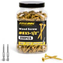 Parafusos de madeira de 1-1/2 polegadas, parafusos de convés FIXLINK 8 x 1-1/2", 310 unidades, revestidos com epóxi, revestimento T25 Star Bit acima de 1500 horas Parafusos de deck externos com revestimento de spray de sal Excelente resistência à ferrugem para cercas de madeira