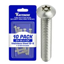 Parafusos de máquina Fastenere Torx Security 1/4-20 x 1-1/4 em aço inoxidável (pacote com 10)