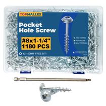 Parafusos de orifício de bolso TOPMALLEX 32 mm 8 x 32 mm 118 unidades com broca