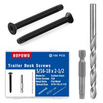 Parafusos de plataforma de reboque Bopowo 100 Qty 5/16-18 x 2-1/2 de cabeça plana Parafusos de plataforma de reboque Bopowo 100 Qty 5/16-18 x 2-1/2 de cabeça plana