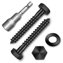 Parafusos de retenção (12 conjuntos) para madeira e aço inoxidável 5/16 x 2 polegadas