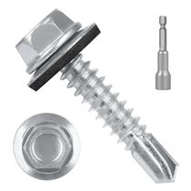 Parafusos de telhado de metal 10 x 1 (200 unidades) com lavadora de borracha kvohlum Parafusos de telhado de metal 10 x 1 (200 unidades) com lavadora de borracha kvohlum
