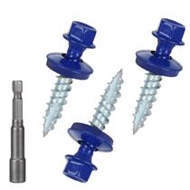 Parafusos de telhado de metal Bobibbi 10 x 2,54 cm azuis 250 unidades com lavadora Parafusos de telhado de metal Bobibbi 10 x 2,54 cm azuis 250 unidades com lavadora