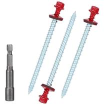 Parafusos de telhado de metal Bobibbi 10 x 7,62 cm Red Hex Head (250) Parafusos de telhado de metal Bobibbi 10 x 7,62 cm Red Hex Head (250)