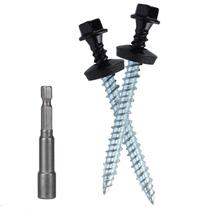 Parafusos de telhado de metal Bobibbi 10x5cm, cabeça hexagonal preta (250 unidades) Parafusos de telhado de metal Bobibbi 10x5cm, cabeça hexagonal preta (250 unidades)