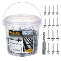 Parafusos de telhado de metal Bobibbi 10x6,35 mm com lavadora EPDM 250 unidades Parafusos de telhado de metal Bobibbi 10x6,35 mm com lavadora EPDM 250 unidades