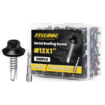 Parafusos de telhado de metal FIXLINK 12 1, 300 unidades com lavadora de borracha