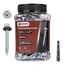 Parafusos de telhado de metal GOOBETTER 1,5 cm, cabeça hexagonal galvanizada, 300 unidades