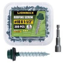 Parafusos de telhado de metal LIONMAX 10 1-1/2 polegadas 300-PCS verdes