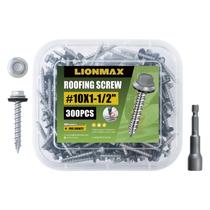 Parafusos de telhado de metal LIONMAX 10 x 1-1/2 polegadas 300-PCS Parafusos de telhado de metal LIONMAX 10 x 1-1/2 polegadas 300-PCS