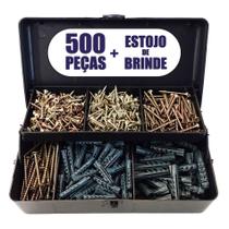 Parafusos E Buchas Chipboard Marceneiro Mdf Kit 500 Unid