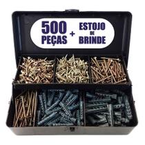 Parafusos E Buchas Chipboard Marceneiro Mdf Kit 500 Unidades