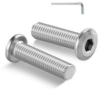 Parafusos e parafusos BNUOK M8-1,25 x 25 mm, cabeça plana, tampa de soquete hexagonal, 100 unidades