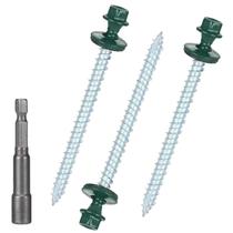 Parafusos metálicos para telhados Bobibbi 10 x 6,35 cm verdes 250 unidades Parafusos metálicos para telhados Bobibbi 10 x 6,35 cm verdes 250 unidades