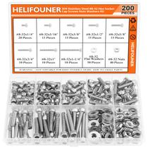 Parafusos, parafusos, arruelas, porcas, kit HELIFOUNER 200 peças 8 -32