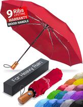 Paraguas Raintrend Premium Resistente al Viento para Viaje, Rojo, Dosel de 115 cm