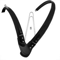 Paralama 700C Urbano PVC Preto Fosco Para Bicicleta Com Hastes Dianteiro e Traseiro Compatível Aro 29