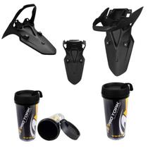 Paralama Suporte Placa Nxr Bros 150 2009 a 2012 + Copo Térmico Pro Tork Original 500ml Aço Inox Preto Tradicional