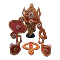 Paramenta de Obá Luxo Laranja com Vermelho Coragem Determinação Superação Espiritual Paramenta de Obá Luxo Laranja com Vermelho Coragem Determinação Superação Espiritual