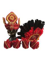 Paramenta de Pomba Gira Vermelha com Dourado e Detalhes Pretos Poder Proteção Espiritual