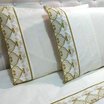 Parde Fronhas 90 X 50 com Barrado Bordado Richilieu 100% Algodão 200 Fios