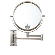 Parede do espelho de maquiagem montada, 1x/ 10x Espelho de maquiagem de lupa, 8" Double Sided Make up Mirror com braço extensível de 360 graus, espelho de vaidade de barbear do banheiro doméstico (níquel)