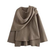 Parka De Inverno Feminina Com Forro De Pelúcia, Cachecol Assimétrico, Jaqueta Acolchoada De Manga
