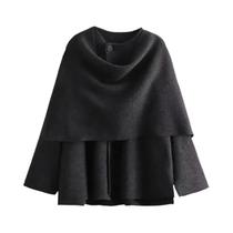 Parka De Inverno Feminina Com Forro De Pelúcia, Cachecol Assimétrico, Jaqueta Acolchoada De Manga