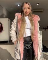 Parka dupla face bege / rosa