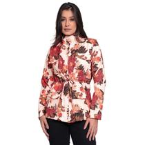 Parka Feminina Casaco Longo Jaqueta Outono Inverno Zíper Floral Acinturado Manga Cumprida Sobretudo Bomber Blazer Max Moda Tendência Fabricação Própria Blusa de Frio