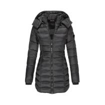 Parka Feminina De Inverno Acolchoada Grossa E Quente Com Zíperes, Manga Longa, Casual, Slim, Casaco