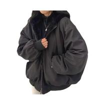 Parka Feminina De Inverno Quente E Grossa Com Capuz Dupla Face De Lã Coreana Solta Com Zíper E Manga Parka Feminina De Inverno Quente E Grossa Com Capuz Dupla Face De Lã Coreana Solta Com Zíper E Manga
