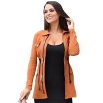 Parka Feminina Tecido Bengaline Estilo Sobretudo Inverno