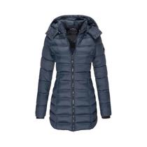 Parkas Femininas De Inverno Grossas E Quentes, Cor Sólida, Com Zíper, Manga Longa, Jaqueta Com