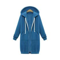 Parkas Femininas De Outono E Inverno Com Capuz, Ajuste Solto, Zíper E Bolsos, Moletom Maxi Para