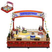 Parque de Diversao Natal Cenario Natalino Giratorio Enfeite Musical Led Som Movimento Decoraçao Mesa Estante Casa