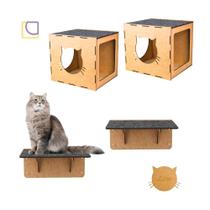Parquinho de Gatos Kit 4 peças em MDF Nichos e Prateleiras - Mondo Box