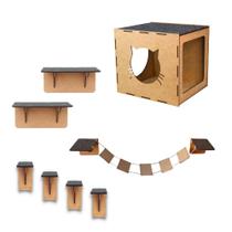 Parquinhos De Gato 8pcs Kit Playground Mdf Gato Nicho Prateleira - Box Fan